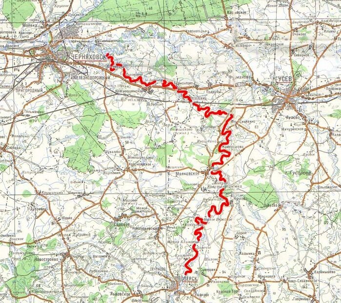 Карта маршрута по реке Анграпа